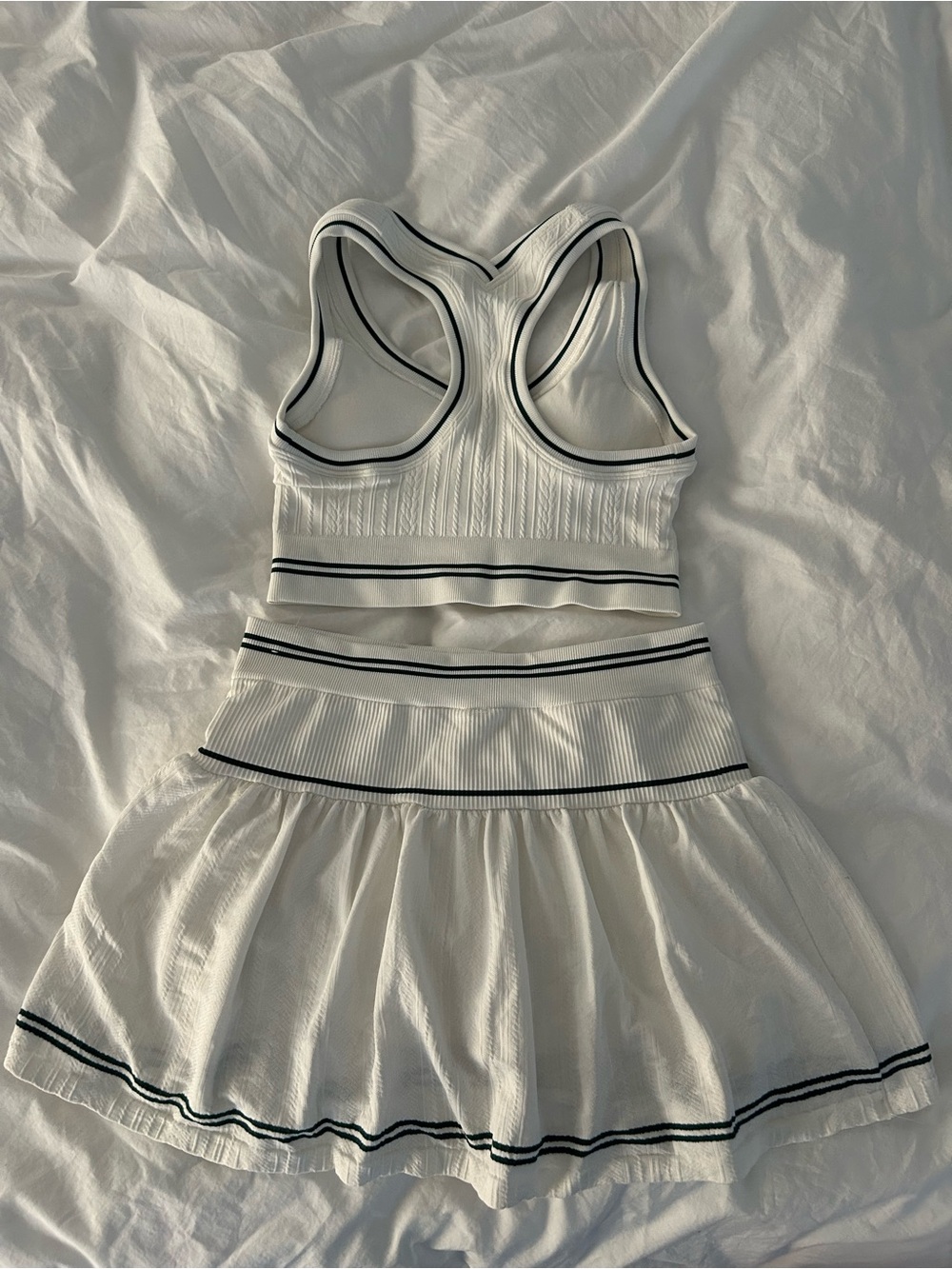 White Tennis Skort and Matching Sports Bra Set - Picture 2 of 5